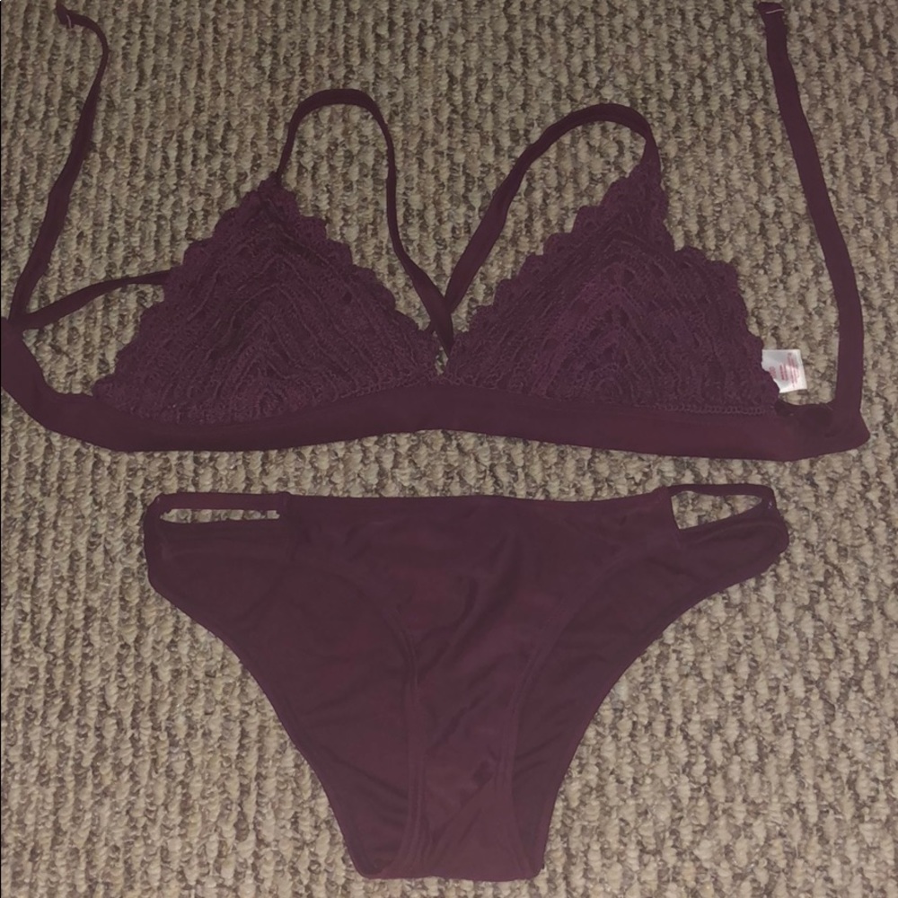 Maroon colored bikini set